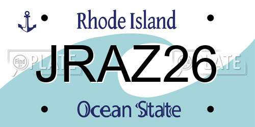 JRAZ26 Rhode Island License Plate
