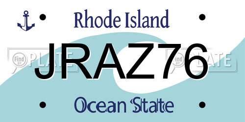 JRAZ76 Rhode Island License Plate