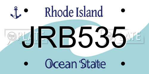 JRB535 Rhode Island License Plate