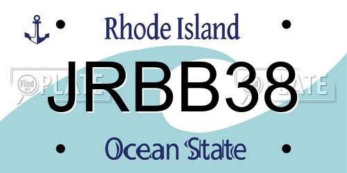JRBB38 Rhode Island License Plate