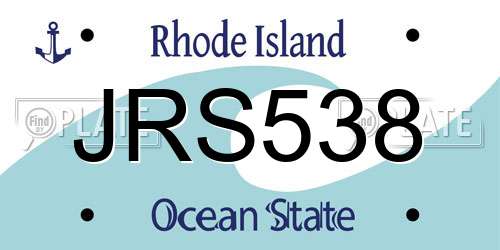 JRS538 Rhode Island License Plate