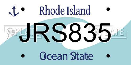 JRS835 Rhode Island License Plate
