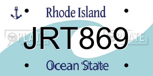 JRT869 Rhode Island License Plate