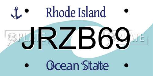 JRZB69 Rhode Island License Plate