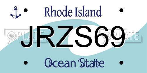 JRZS69 Rhode Island License Plate