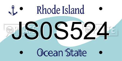 JS0S524 Rhode Island License Plate