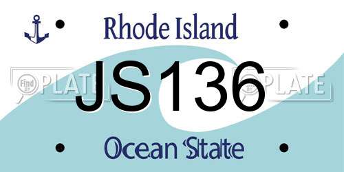 JS136 Rhode Island License Plate