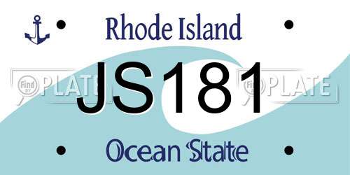 JS181 Rhode Island License Plate