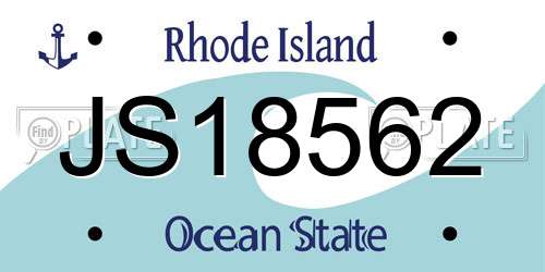 JS18562 Rhode Island License Plate