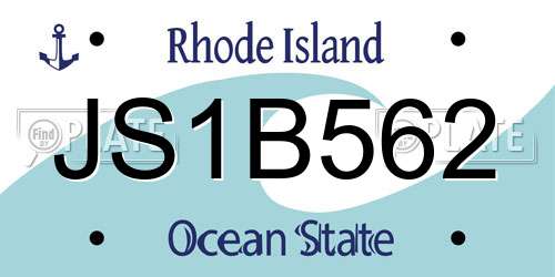 JS1B562 Rhode Island License Plate