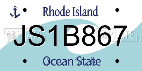 JS1B867 Rhode Island License Plate