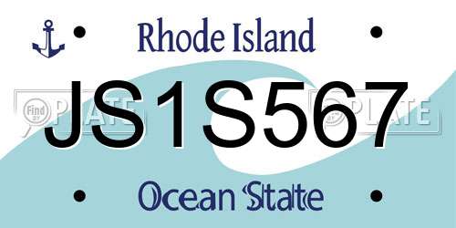 JS1S567 Rhode Island License Plate