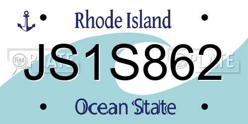 JS1S862 Rhode Island License Plate