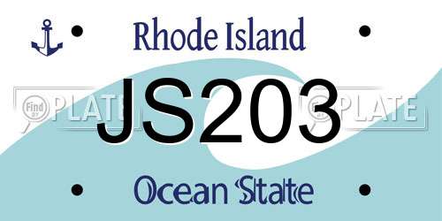JS203 Rhode Island License Plate