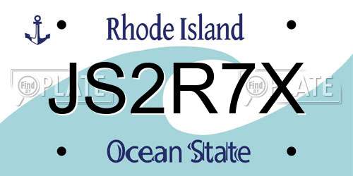 JS2R7X Rhode Island License Plate
