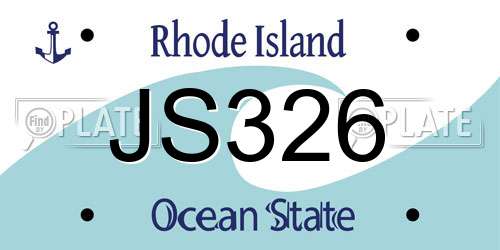 JS326 Rhode Island License Plate