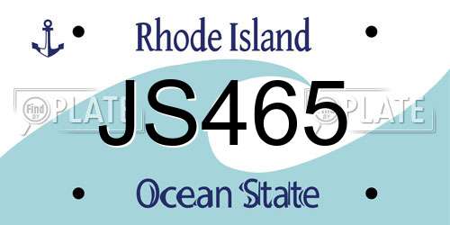 JS465 Rhode Island License Plate