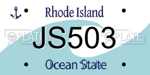JS503 Rhode Island License Plate