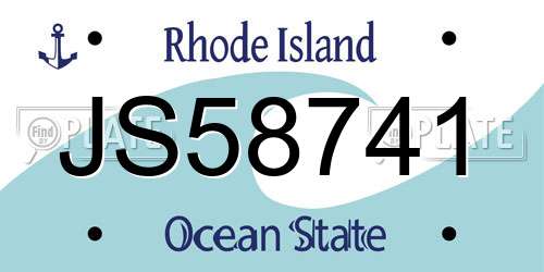 JS58741 Rhode Island License Plate