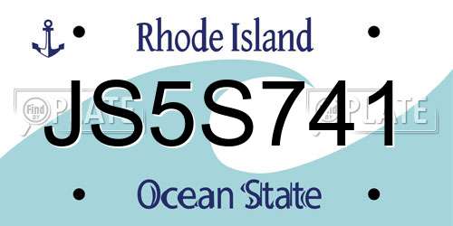 JS5S741 Rhode Island License Plate