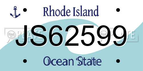 JS62599 Rhode Island License Plate