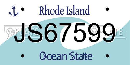 JS67599 Rhode Island License Plate