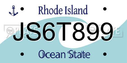 JS6T899 Rhode Island License Plate