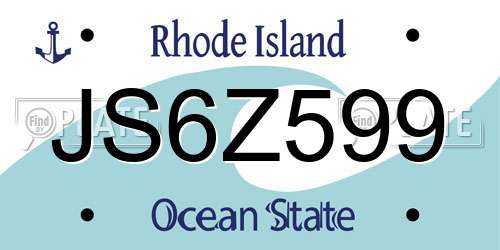 JS6Z599 Rhode Island License Plate