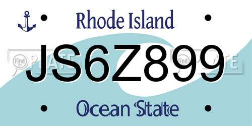 JS6Z899 Rhode Island License Plate