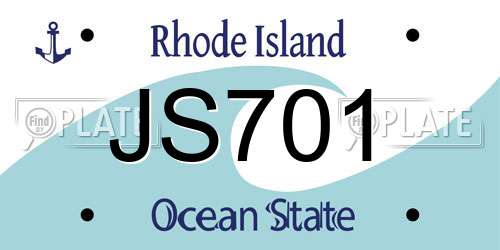 JS701 Rhode Island License Plate