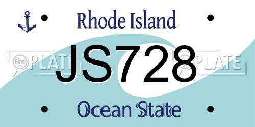 JS728 Rhode Island License Plate