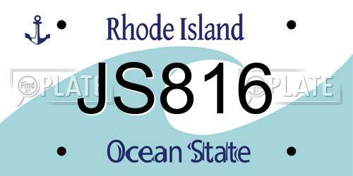 JS816 Rhode Island License Plate