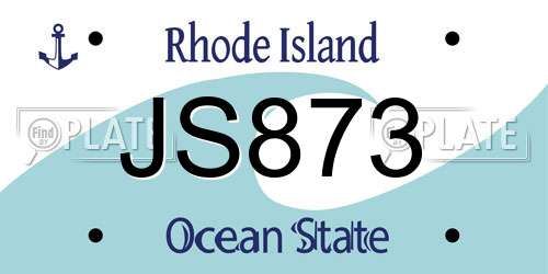 JS873 Rhode Island License Plate
