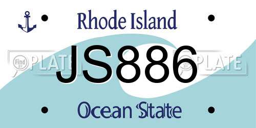 JS886 Rhode Island License Plate
