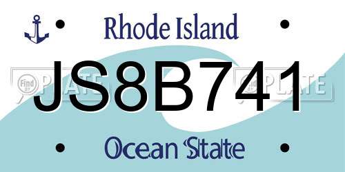 JS8B741 Rhode Island License Plate