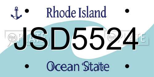 JSD5524 Rhode Island License Plate
