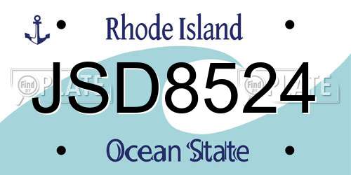JSD8524 Rhode Island License Plate
