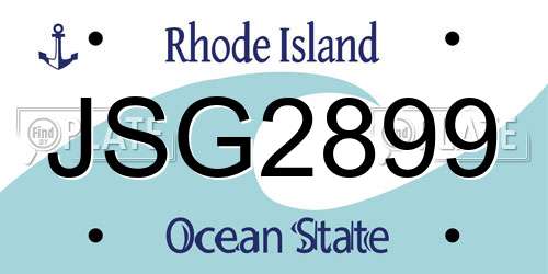 JSG2899 Rhode Island License Plate