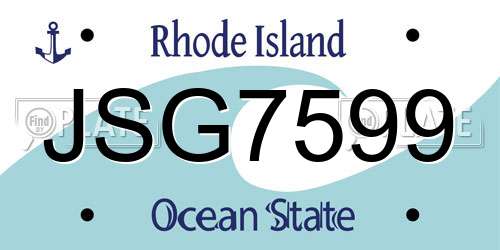 JSG7599 Rhode Island License Plate