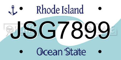 JSG7899 Rhode Island License Plate