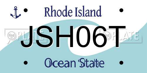 JSH06T Rhode Island License Plate