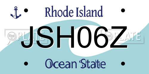 JSH06Z Rhode Island License Plate