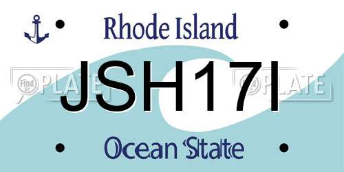 JSH17I Rhode Island License Plate