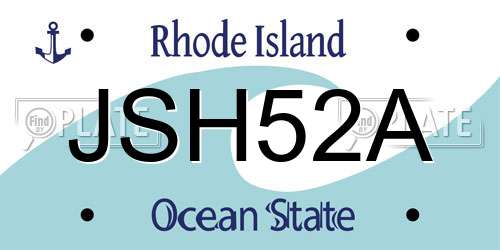 JSH52A Rhode Island License Plate