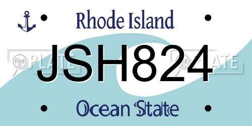 JSH824 Rhode Island License Plate