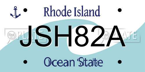 JSH82A Rhode Island License Plate
