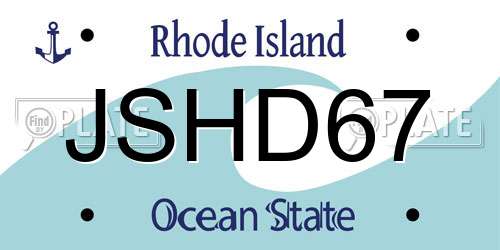 JSHD67 Rhode Island License Plate