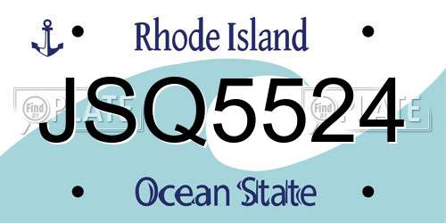 JSQ5524 Rhode Island License Plate