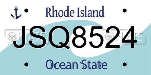 JSQ8524 Rhode Island License Plate