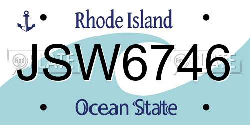 JSW6746 Rhode Island License Plate